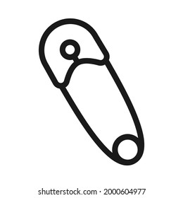 Safety pin or baby diaper pin in vector icon