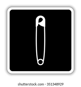 safety pin - black vector icon