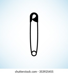 safety pin -  black vector icon