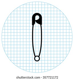 Safety pin -  black vector icon