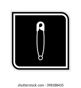 Safety pin  - black vector icon