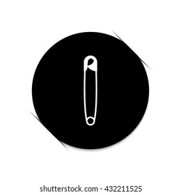 safety pin  - black vector icon
