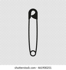 safety pin  - black vector icon