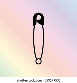 Safety pin  - black vector icon