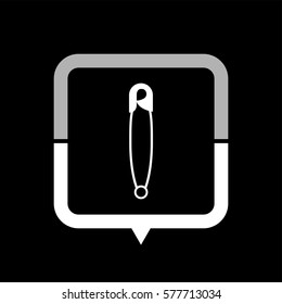 Safety pin  - black vector icon