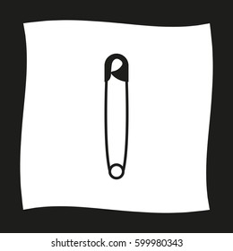 safety pin  - black vector icon