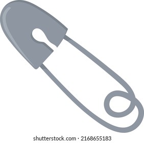 Safety pin cartoon icon. Metal cloth fix isolated on white background