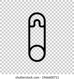 Sicherheitsnadel für Kleidung oder Windeln, einfaches Symbol. Schwarz bearbeitbares lineares Symbol auf transparentem Hintergrund