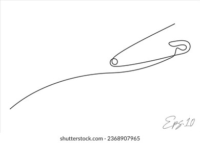 safety pin continuous line vector illustration