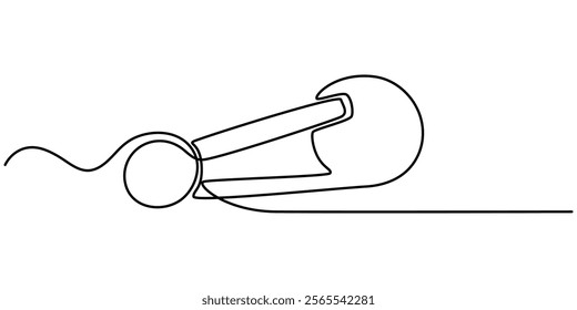 Safety Pin in continuous one line drawing. One line draw design vector illustration, one continuous single drawn line art doodle outline safety pin on white background, Safety pin continuous one line.