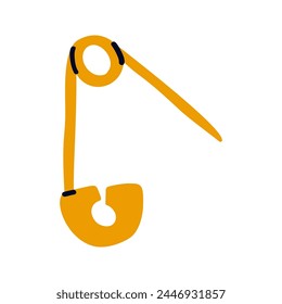 Safety  pin or diaper pin flat vector 