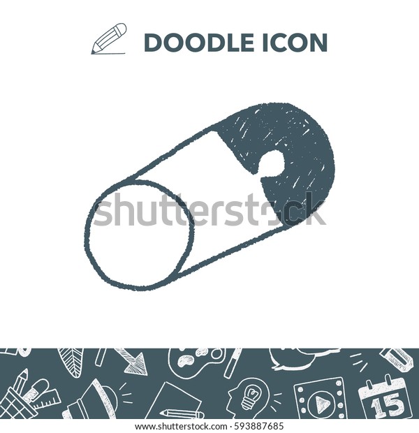 Safety Pin Doodle Drawing Stock Vector (Royalty Free) 593887685