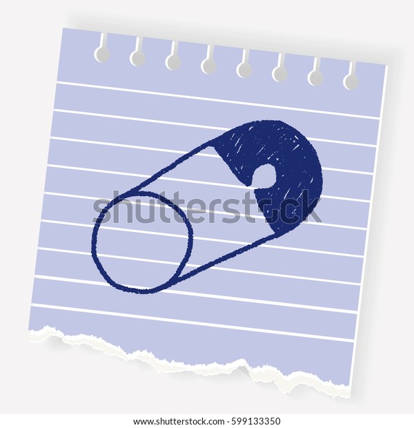 Safety Pin Doodle Drawing Stock Vector (Royalty Free) 599133350