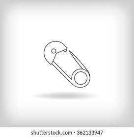 Safety Pin Doodle Icon. Vector Illustration