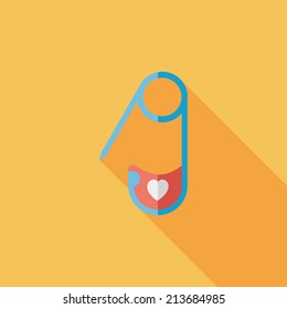 Safety pin flat icon with long shadow,EPS 10