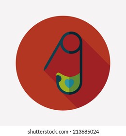 Safety pin flat icon with long shadow,EPS 10