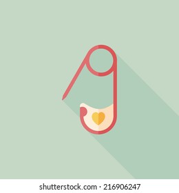 Safety pin flat icon with long shadow,EPS 10