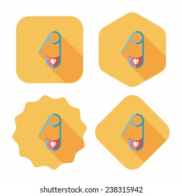 Safety pin flat icon with long shadow,eps 10