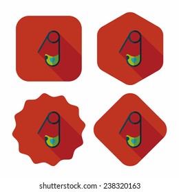 Safety pin flat icon with long shadow,EPS 10