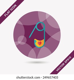 Safety pin flat icon with long shadow,eps 10
