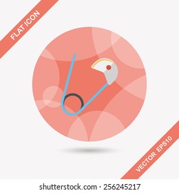 Safety pin flat icon with long shadow,EPS 10