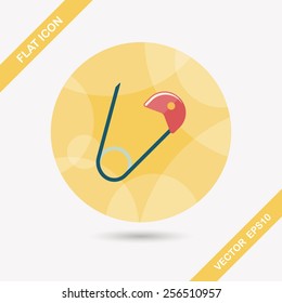 Safety pin flat icon with long shadow,EPS 10