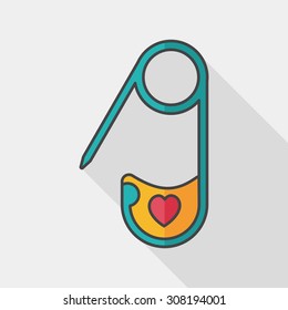 Safety pin flat icon with long shadow,eps 10