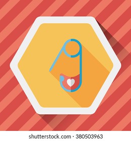 Safety pin flat icon with long shadow,eps 10