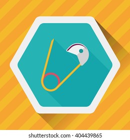 Safety pin flat icon with long shadow,EPS 10