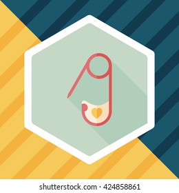 Safety pin flat icon with long shadow,eps 10