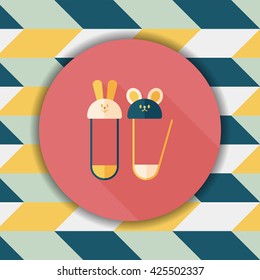 Safety pin flat icon with long shadow,EPS 10