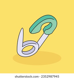 Safety Pin Free vector cartoon icon illustration.baby shower  Signs and Texts icon concept isolated . flat cartoon style