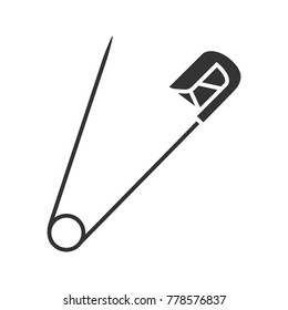 Safety pin glyph icon. Silhouette symbol. Negative space. Vector isolated illustration