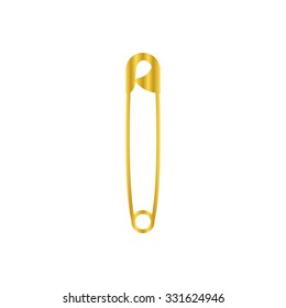 safety pin - gold vector icon