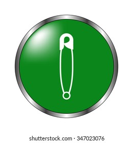 Safety pin - green vector icon