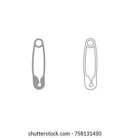 Safety pin grey icon .
