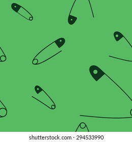 Safety Pin Hand Drawn Colored Seamless Pattern