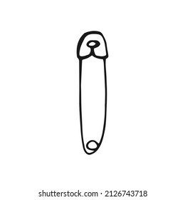 Safety Pin. Hand Drawn Illustration Converted To Vector.