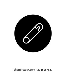 Safety pin icon in black round