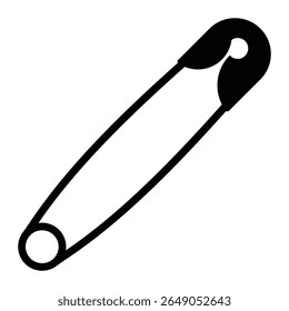 Safety pin icon. Black silhouette for DIY, sewing projects, and graphic design. Vector illustration, isolated.