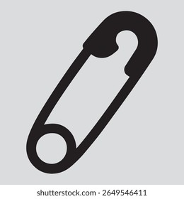 Safety Pin Icon Design Simplistic Protective and Fastening Device Illustration Isolated Against Muted Gray Background