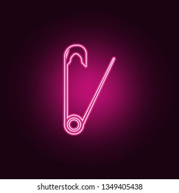 Safety pin icon. Elements of Handmade in neon style icons. Simple icon for websites, web design, mobile app, info graphics
