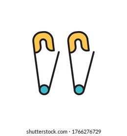 safety pin icon filled outline vector design full color. isolated on white background