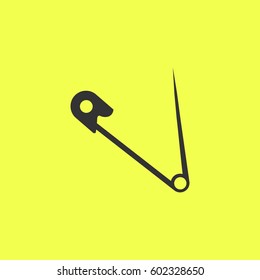 Safety pin icon flat. 