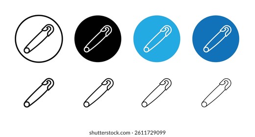 Safety pin icon Flat simple outline set
