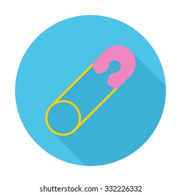 Safety pin icon. Flat vector related icon with long shadow for web and mobile applications. It can be used as - logo, pictogram, icon, infographic element. Vector Illustration.