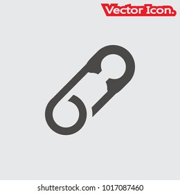 Safety Pin icon isolated sign symbol and flat style for app, web and digital design. Vector illustration.