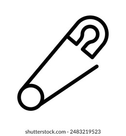 icono de pasador de seguridad marca de logotipo lineal en blanco y negro