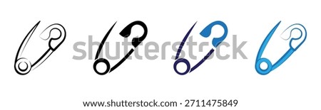 Safety Pin Icon Multi Style Vector Illustration