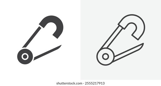Safety pin icon. outlined vector style.